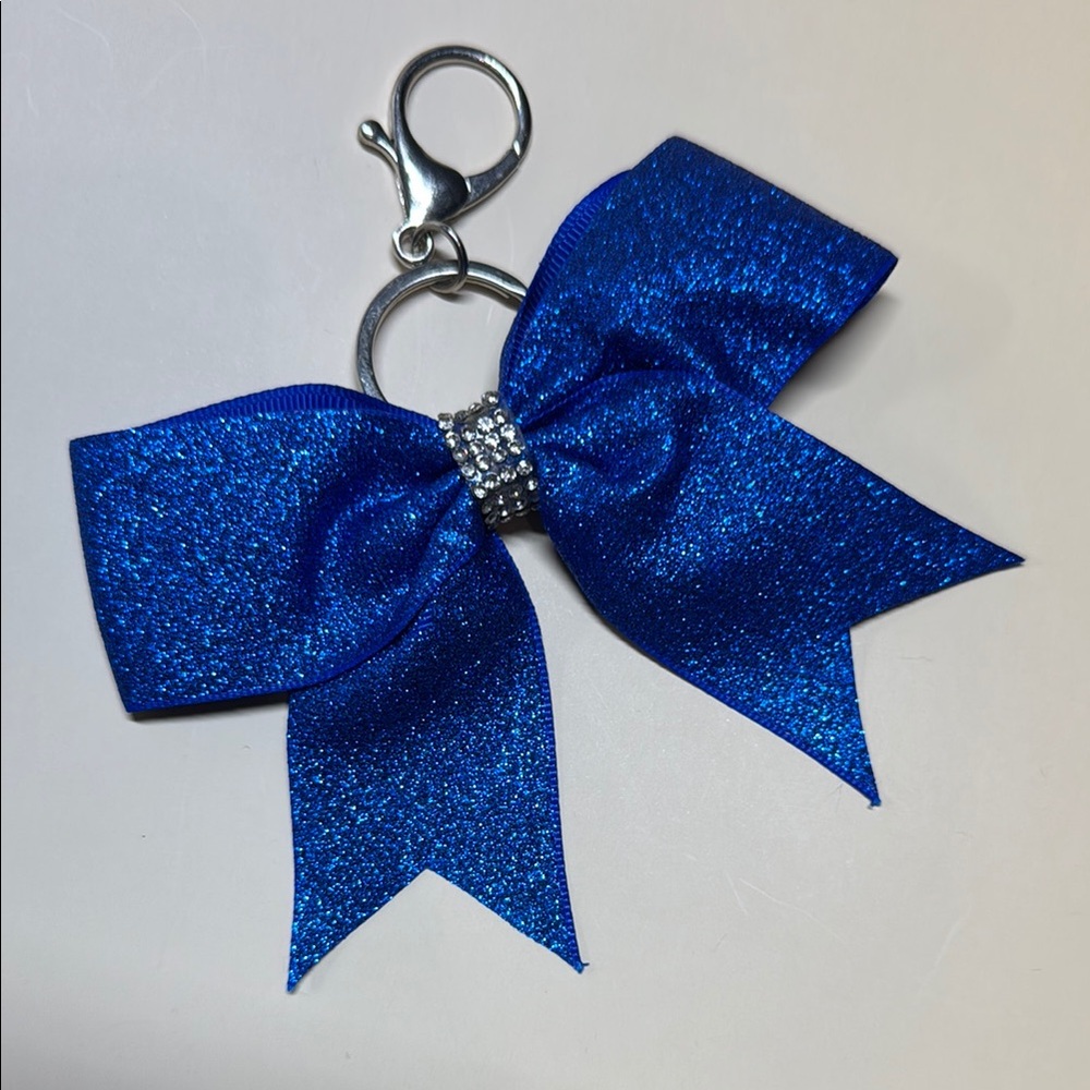 Sparkling Blue Bow Keychain Charm